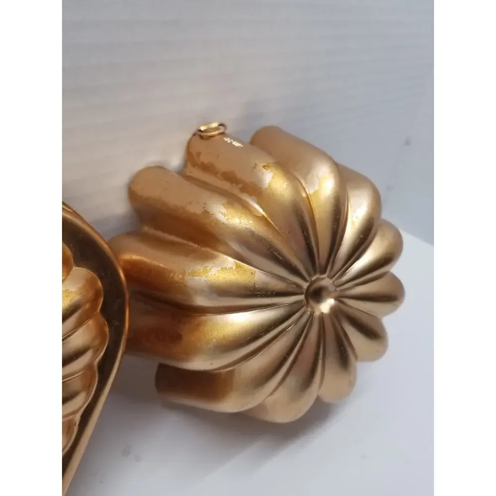 Vintage Copper Jello Molds Heart shaped Round Set of 2